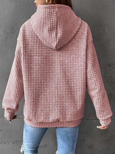 Full Size CHEERS Waffle-Knit Drawstring Hoodie - Body By J'ne