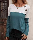 Contrast Round Neck Long Sleeve T-Shirt - Body By J'ne