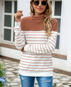 Striped Contrast Turtleneck Sweater - Body By J'ne