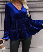 V-Neck Balloon Sleeve Peplum Blouse - Body By J'ne