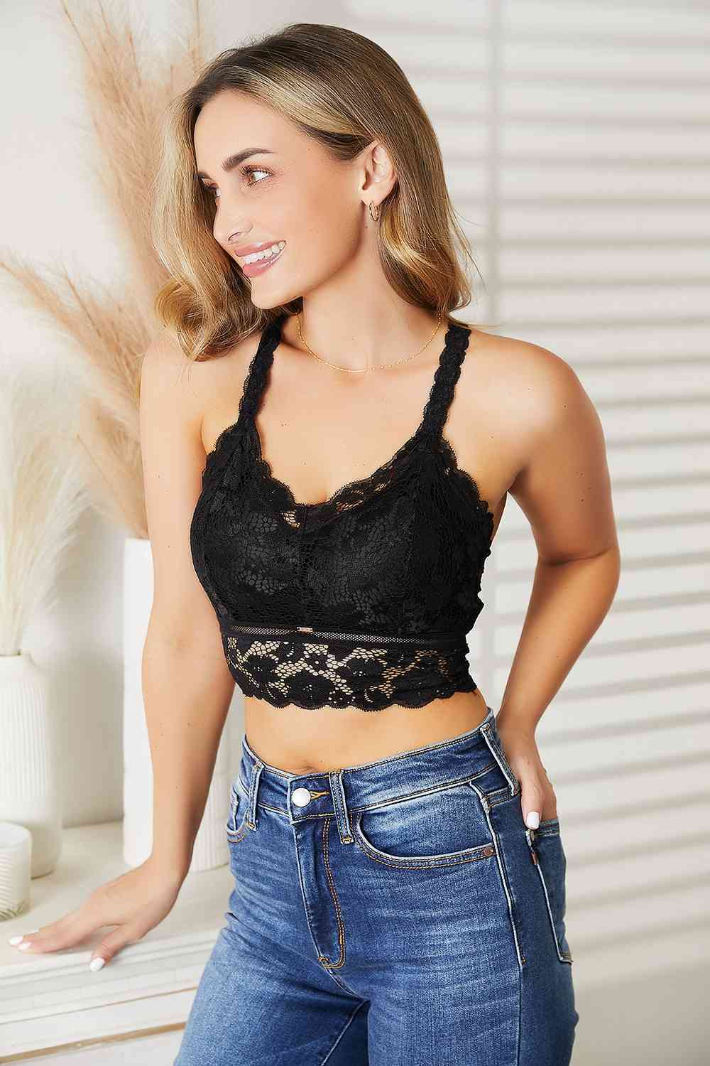 Juliette Full Size Crisscross Lace Bralette - Body By J'ne