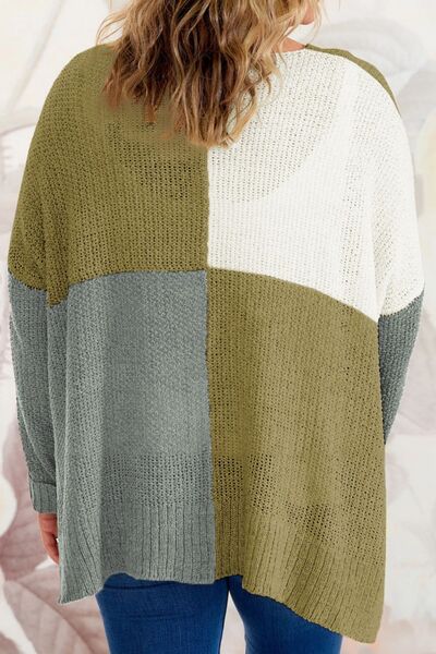 Plus Size Color Block Round Neck Sweater - Body By J'ne
