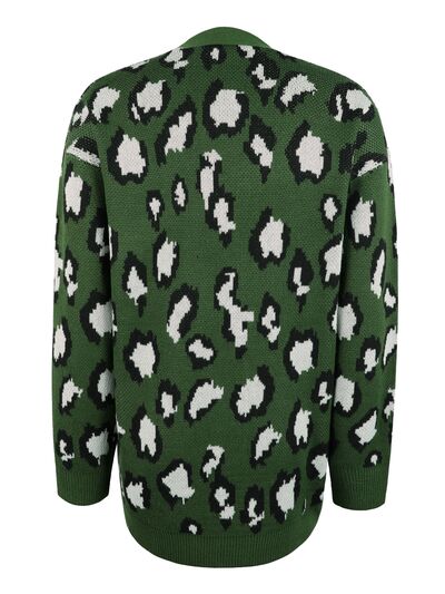 Leopard Open Front Dropped Shoulder Cardigan - Body By J'ne