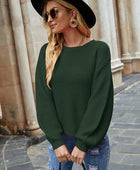 Round Neck Lantern Sleeve Sweater - Body By J'ne