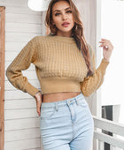 Round Neck Long Sleeve Cropped Sweater - Body By J'ne