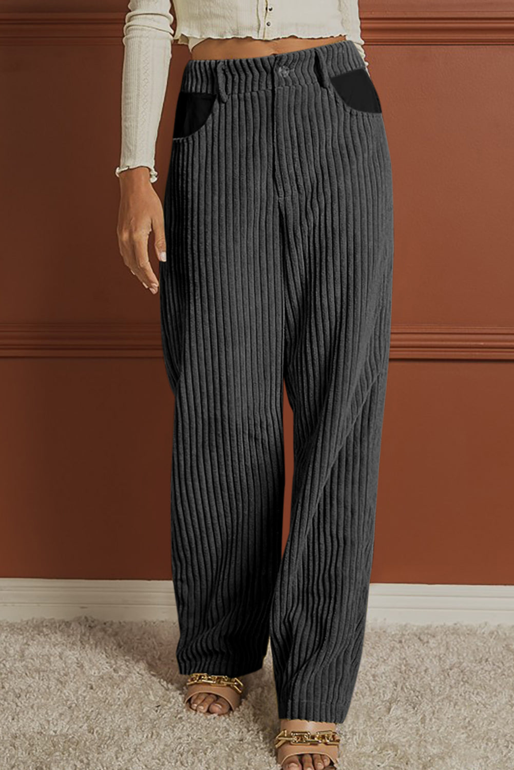 Ribbed Longline Pocketed Pants - Body By J'ne