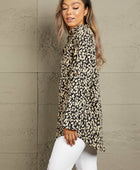 Leopard Roll-Tap Sleeve Shirt - Body By J'ne