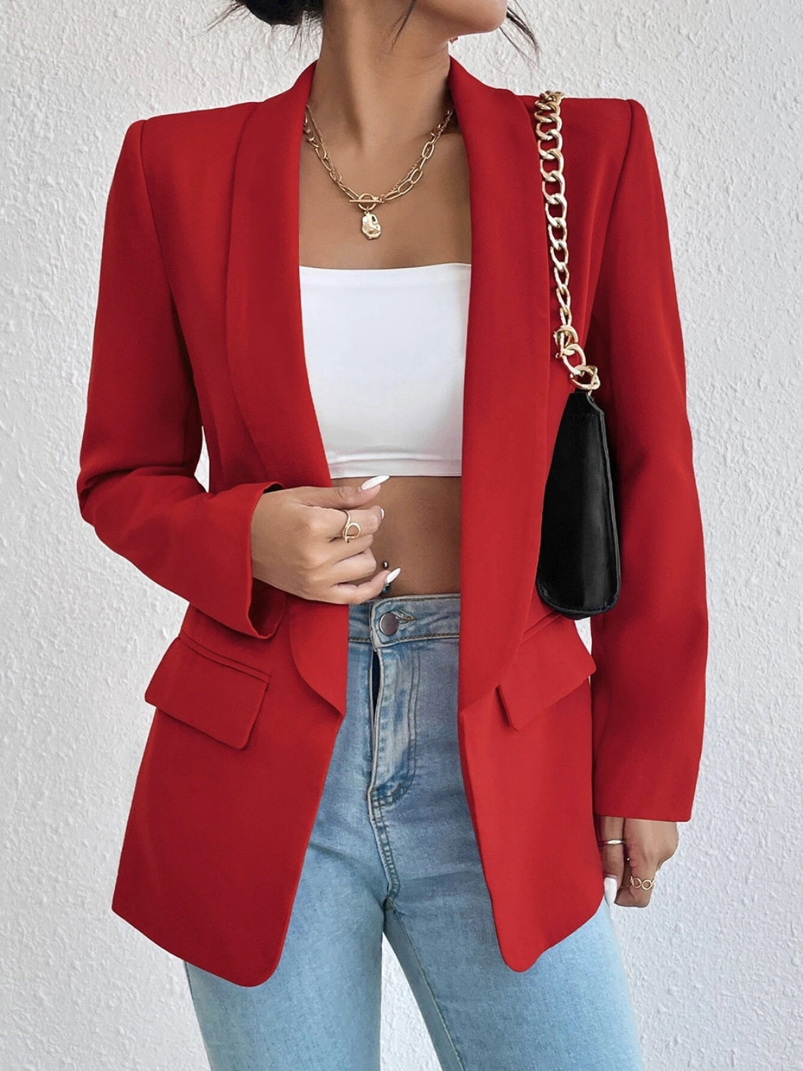 Shawl Collar Long Sleeve Blazer - Body By J'ne