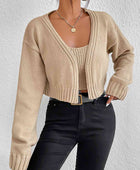 Plain Sweater Cami and Cardigan Set - Body By J'ne