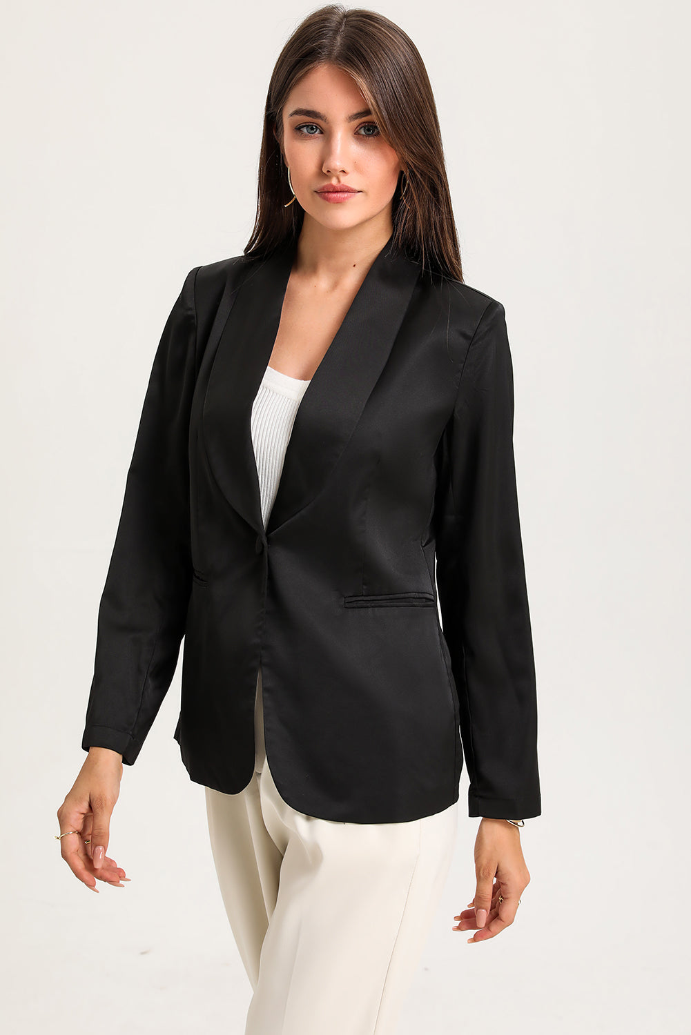 Long Sleeve Shawl Collar Blazer - Body By J'ne