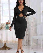 Cutout Twisted Long Sleeve Dress - Body By J'ne