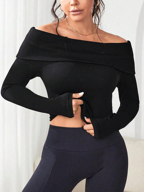 Off-Shoulder Long Sleeve Knit Top - Body By J'ne