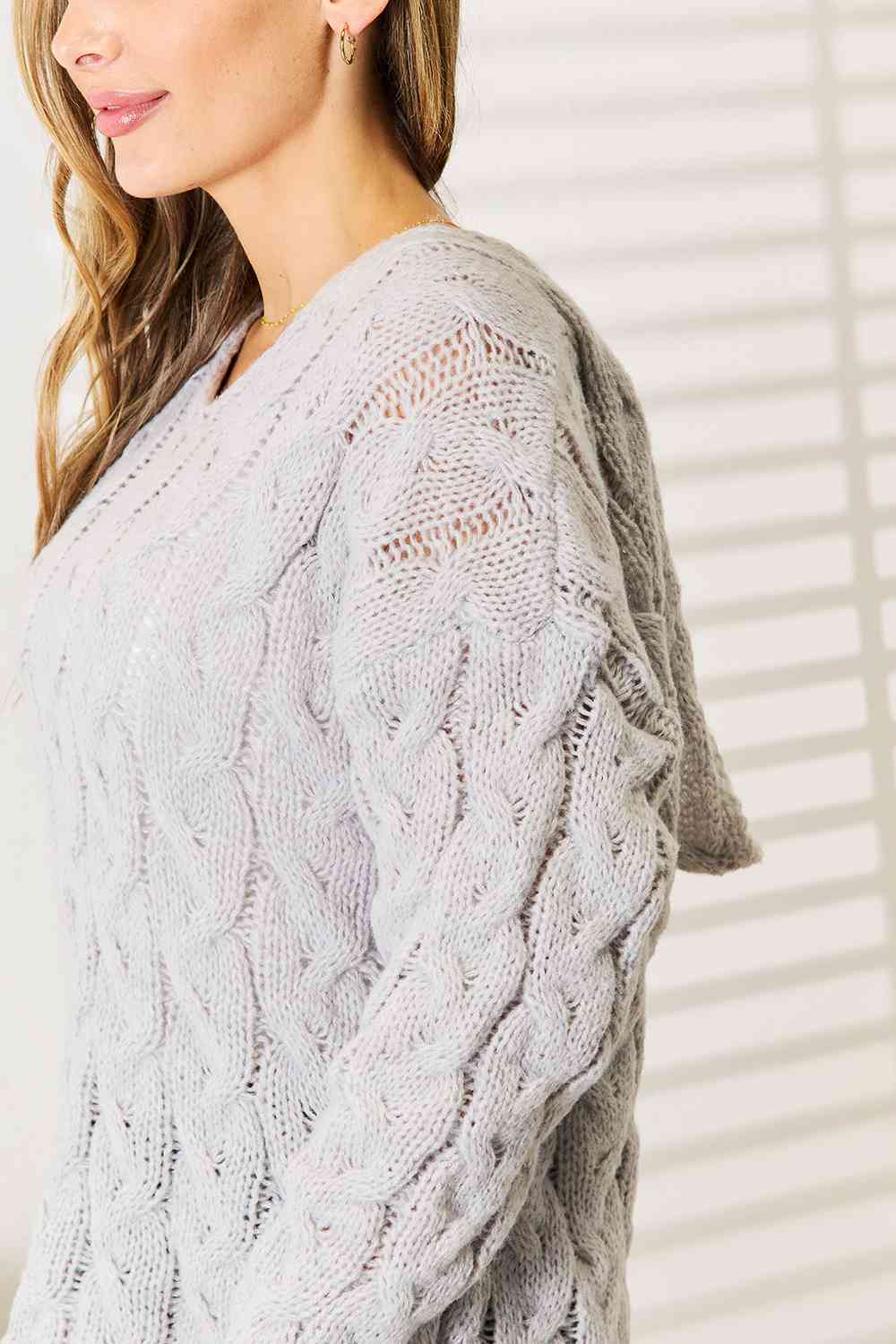 Cool Breeze Cable-Knit Hooded Sweater - Body By J'ne