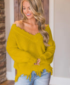 Frayed Hem Dropped Shoulder Sweater - Body By J'ne