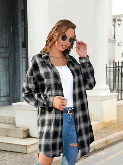 Plaid Button Up Dropped Shoulder Shirt - Body By J'ne