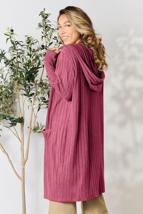 Ribbed Open Front Long Sleeve Cardigan - Body By J'ne