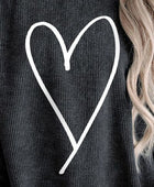 Heart Round Neck Dropped Shoulder Sweatshirt - Body By J'ne