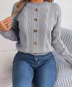 Cable-Knit Buttoned Round Neck Sweater - Body By J'ne