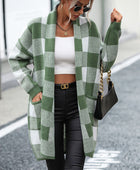 Plaid Dropped Shoulder Cardigan with Pocket - Body By J'ne