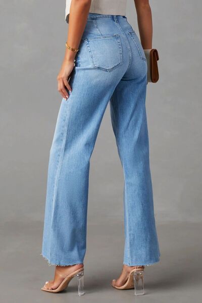 Buttoned Bootcut Jeans with Pockets - Body By J'ne