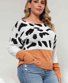 Plus Size Leopard Round Neck Long Sleeve Sweater - Body By J'ne