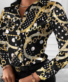 Printed Collared Neck Long Sleeve Shirt - Body By J'ne