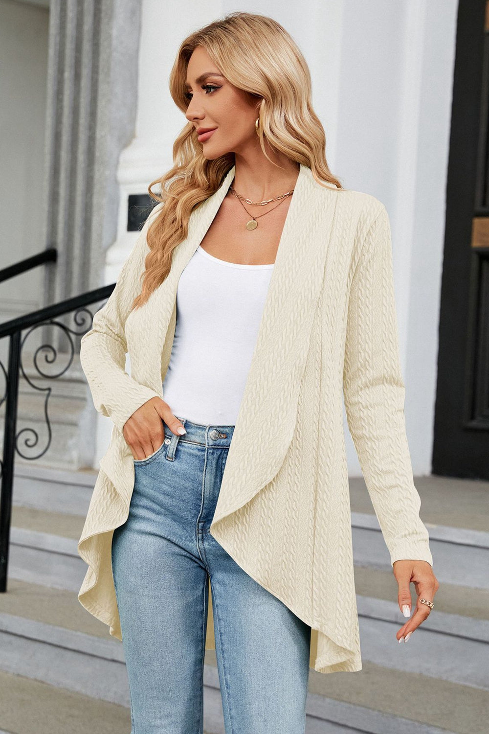 Open Front Long Sleeve Cardigan - Body By J'ne