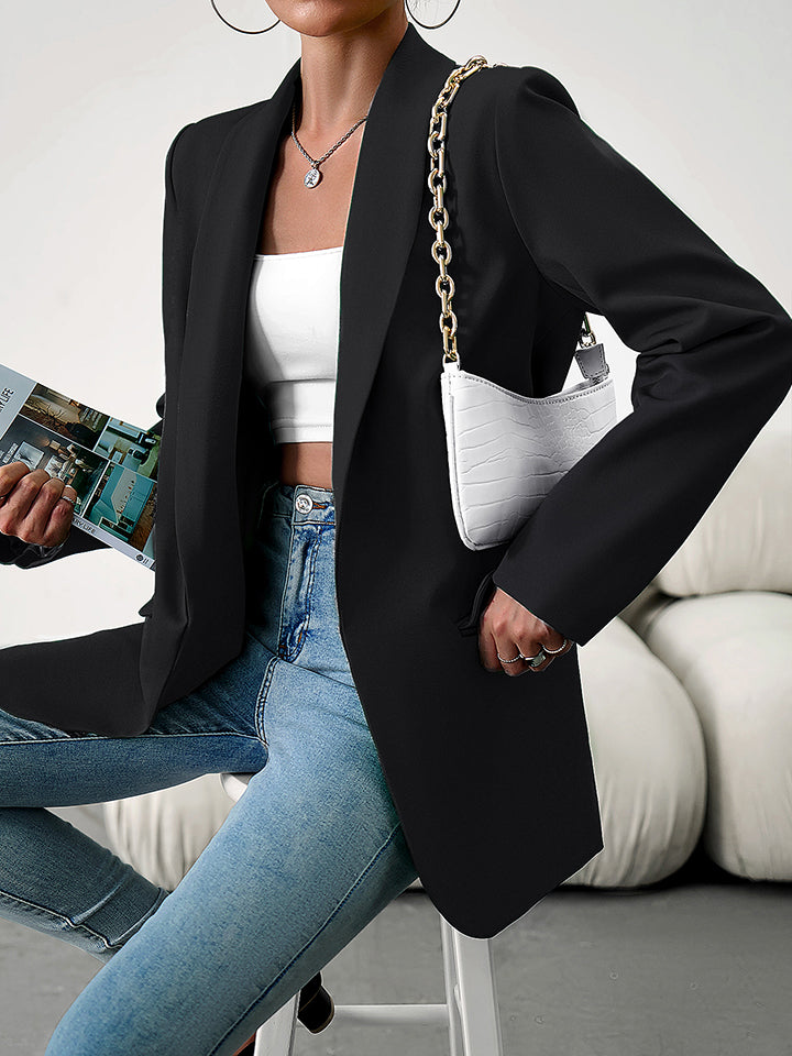 Lapel Collar Long Sleeve Blazer - Body By J'ne