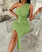 Sleeveless Asymmetrical One Shoulder Dress - Body By J'ne
