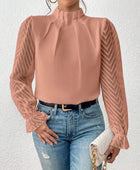 Mock Neck Flounce Sleeve Blouse - Body By J'ne