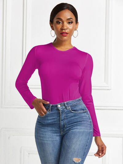 Round Neck Long Sleeve Bodysuit - Body By J'ne