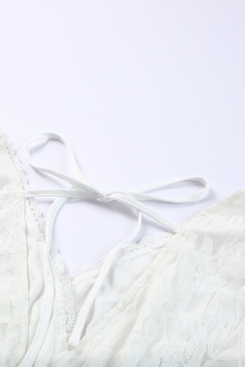 Puff Sleeve Tie-Back Lace Surplice Dress - Body By J'ne