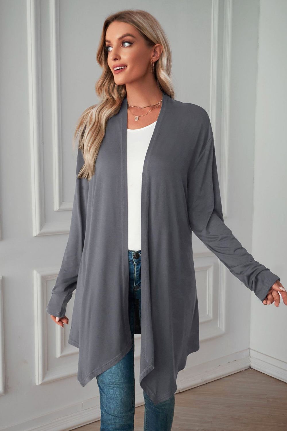 Open Front Long Sleeve Cardigan - Body By J'ne