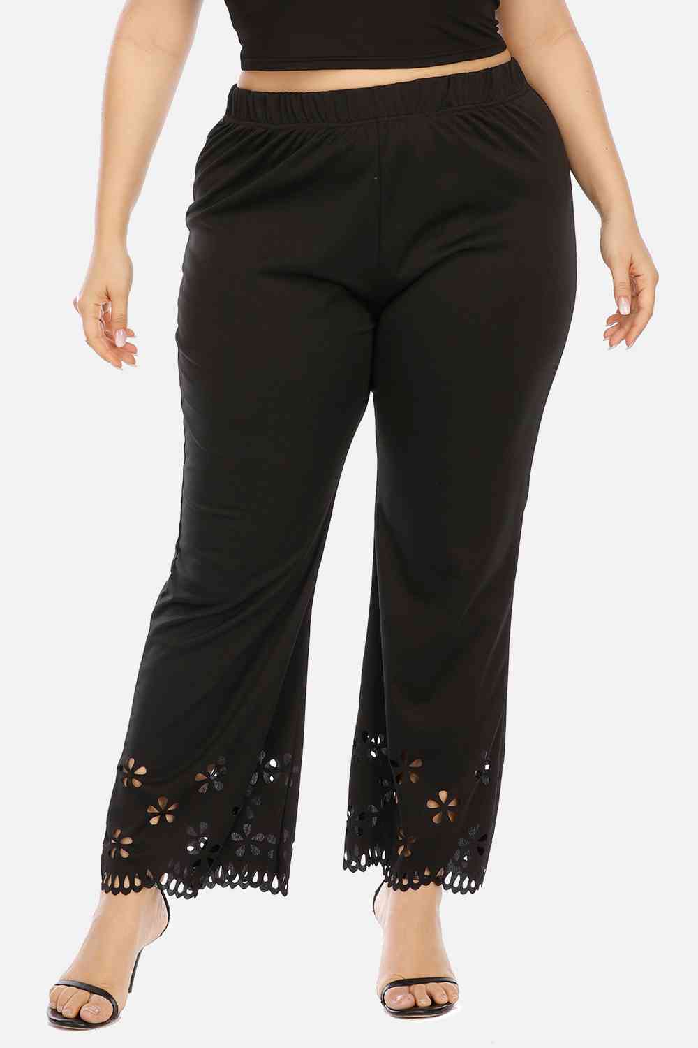 Abbey Plus Size Openwork Detail Pants - Body By J'ne