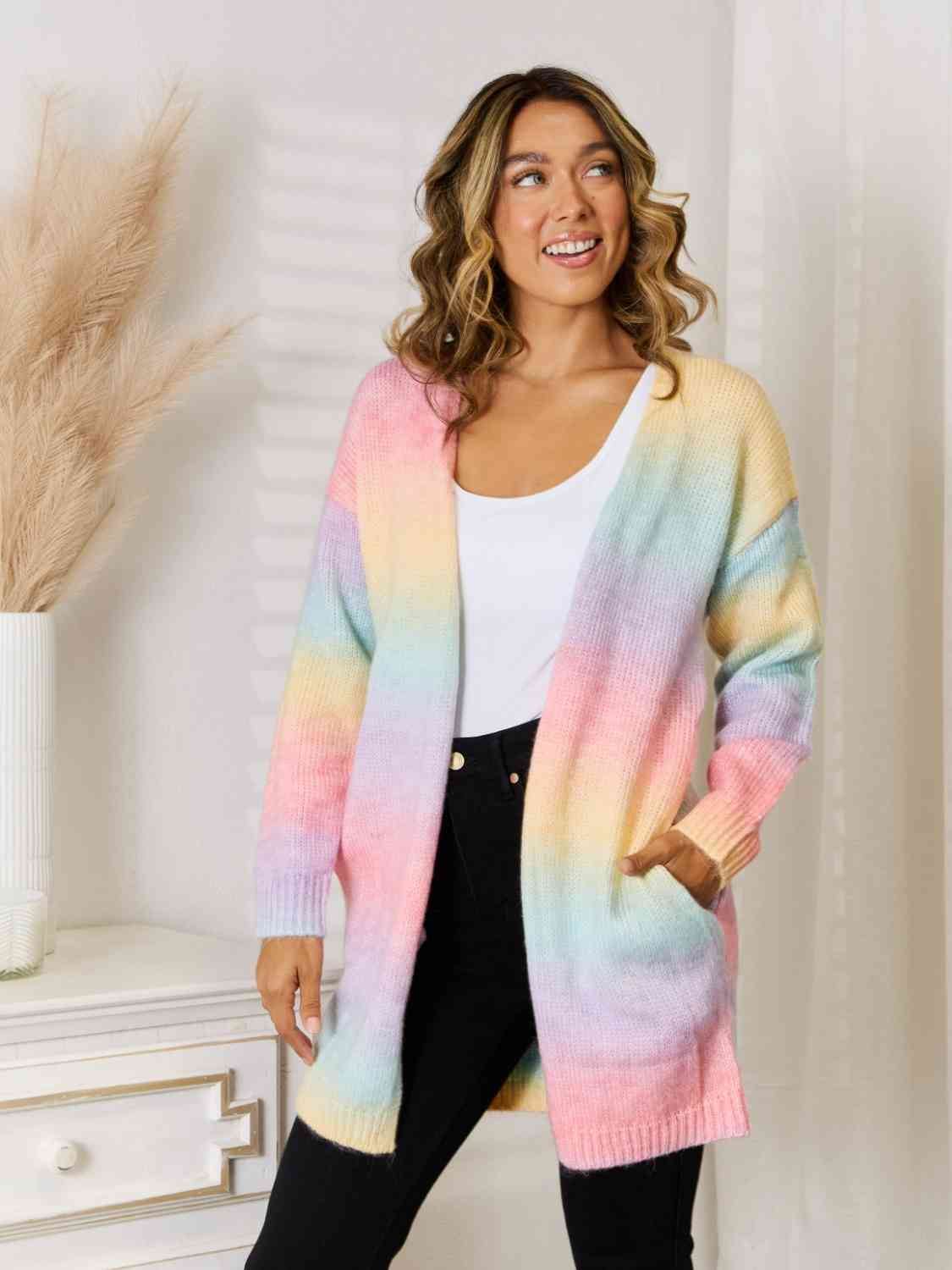 Full Size Gradient Open Front Cardigan - Body By J'ne