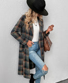 Plaid Lapel Collar Trench Coat - Body By J'ne