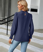 Frill Mock Neck Lantern Sleeve Blouse - Body By J'ne