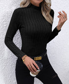 Mock Neck Long Sleeve Knit Top - Body By J'ne