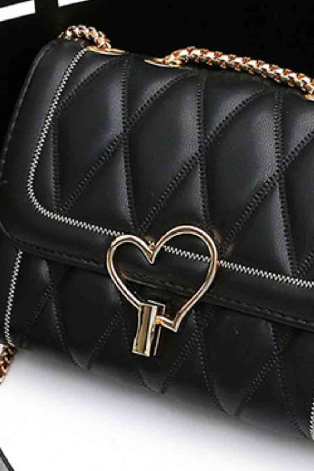 Heart Buckle PU Leather Crossbody Bag - Body By J'ne