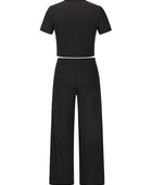 Round Neck Short Sleeve Top and Pocketed Pants Set - Body By J'ne