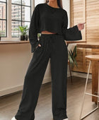 Ribbed Round Neck Top and Drawstring Pants Set - Body By J'ne