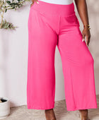 Smocked Wide Waistband Wide Leg Pants - Body By J'ne