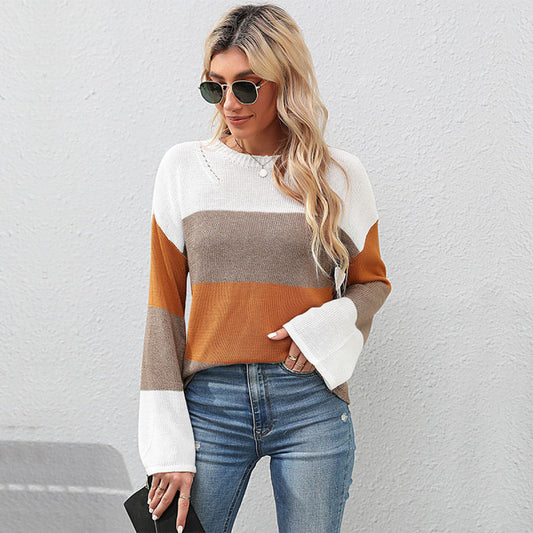 Crew Neck Long Sleeve Colorblock Sweater - Body By J'ne