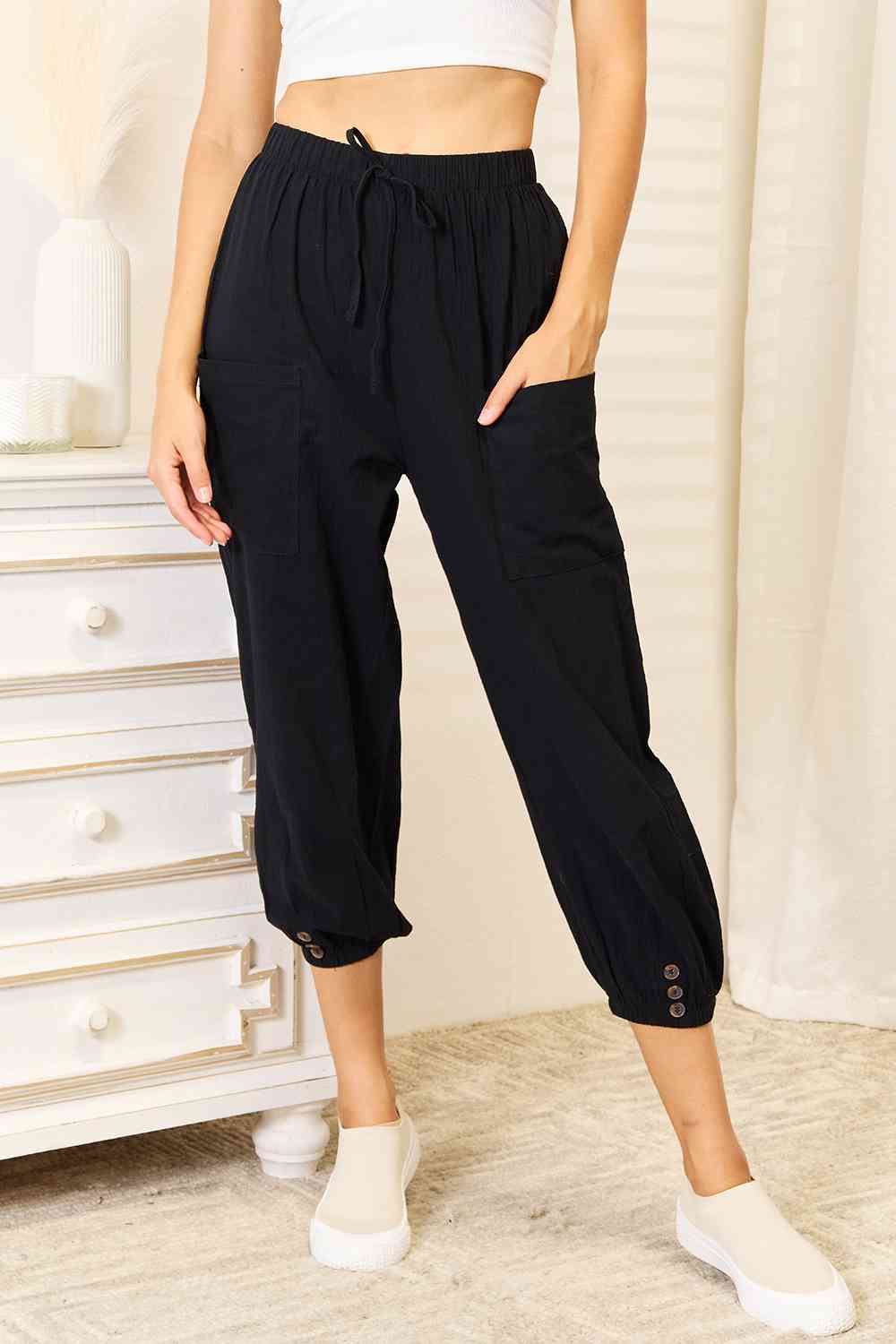Nikki Decorative Button Cropped Pants - Body By J'ne
