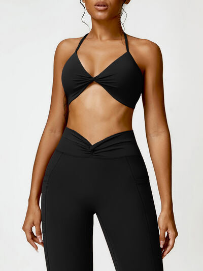 Twisted Halter Neck Active Bra - Body By J'ne