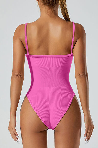 Scoop Neck Spaghetti Strap Active Bodysuit - Body By J'ne