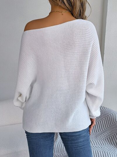 One-Shoulder Lantern Sleeve Sweater - Body By J'ne