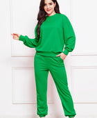 Round Neck Long Sleeve Sweatshirt and Pants Set - Body By J'ne