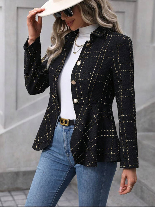 Ruffle Hem Collared Blazer - Body By J'ne