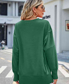 Exposed Seam High-Low Round Neck Sweatshirt - Body By J'ne